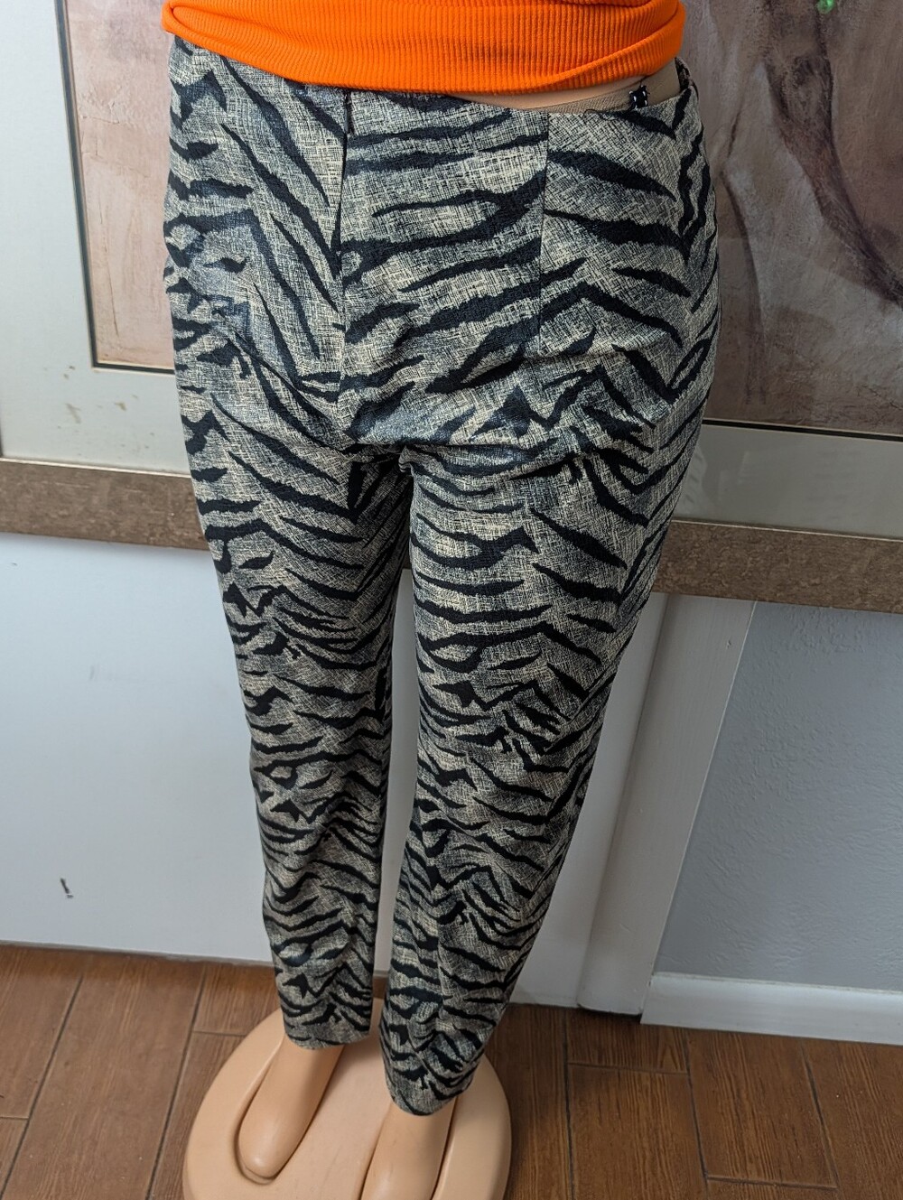 Al Jazeera Tailoring High-Waisted Zebra Print Pants Textured Size 12/32" Waist